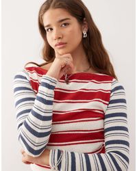 Reclaimed (vintage) - Soft Knit Spliced Stripe Long Sleeve Top - Lyst