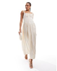 & Other Stories - Satin Plisse Midaxi Dress With Volume Hem And Twisted Straps - Lyst