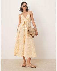 Free People - Via - robe mi-longue à carreaux vichy et bretelles fines - Lyst