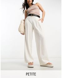 Vero Moda - Linen Touch Soft Tailored Wide Leg Trousers - Lyst