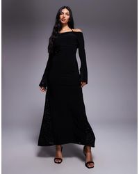 ASOS - Bra Detail Long Sleeve Maxi Dress With Lace Inserts - Lyst