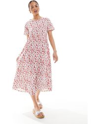 Threadbare - Midi Jurk Van Jersey Met Korte Mouwen En Zakken - Lyst