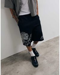 TRUE RELIGION - Tiger Graphic Script Loose Fit Fleece Shorts - Lyst
