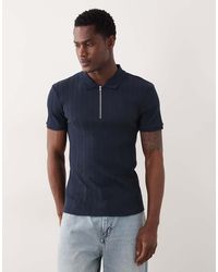 ASOS - Muscle Fit Zip Polo - Lyst