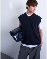 TOPMAN - Oversized Fit Knitted V-neck Tank - Lyst