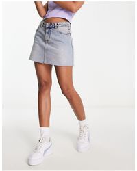 Miss Selfridge - Mini-jupe ultra courte en jean délavé - Lyst
