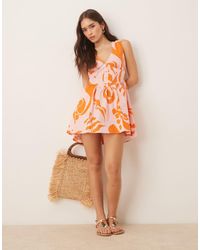 ASOS - V Neck Waisted Button Down Mini Dress - Lyst