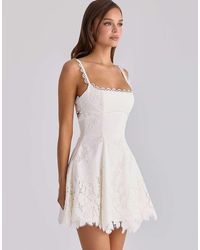 House Of Cb - Isla Custom Lace Broderie Anglaise Mini Dress - Lyst