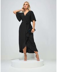 Yours Clothing - Ruffle Hem Wrap Maxi Dress - Lyst