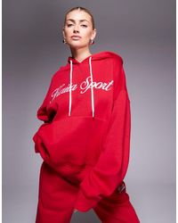 Kaiia - Sport Embroide Script Logo Drawstring Hoodie Co-ord - Lyst