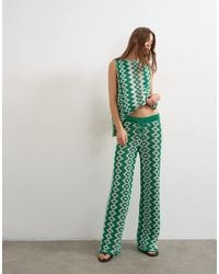 TOPSHOP - Knitted Patterned Crochet Look Co-ord Trouser - Lyst