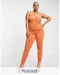 SIMMI - Simmi Plus Strappy Ruched Detail Jumpsuit - Lyst