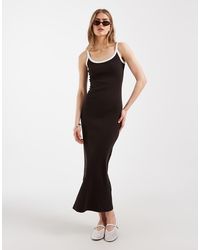 ASOS - Contrast Trim Rib Midi Dress - Lyst