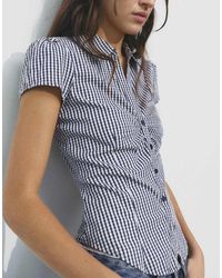 Pull&Bear - Camicia Arricciata A Maniche Corte Scuro - Lyst