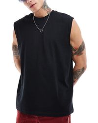 ASOS - Canotta Oversize Nera Con Giromanica Ampio - Lyst