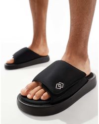 ASOS - Sandali Sliders Neri Con Suola Spessa - Lyst