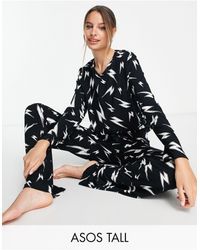 ASOS - Asos design tall – viskose-pyjama mit langärmligem oberteil und hose - Lyst