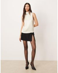 Mango - – ärmellose, hochgeschlossene bluse aus satin - Lyst