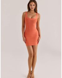 House Of Cb - The Og Papaya Scoop Neck Bandage Mini Dress - Lyst