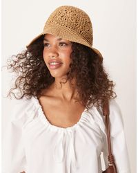 ASOS - Straw Packable Floral Crochet Bucket Hat - Lyst