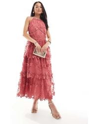 Maya - Halter Neck Floral Tiered Midi Dress - Lyst