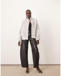 ARRANGE - Denim Bomber Jacket With Seam Detail - Lyst