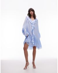 & Other Stories - Sheer Chiffon Mini Dress With Ruffles And Tier Hem - Lyst