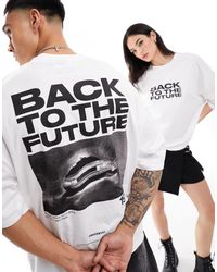 ASOS - T-shirt unisex bianca oversize con grafiche "back to the future" su licenza - Lyst