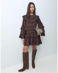 Y.A.S - Long Sleeve Tiered Ruffle Boho Mini Dress - Lyst