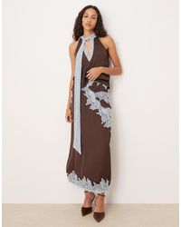 Never Fully Dressed - Lace Trim Satin Maxi Skirt Co-ord - Lyst