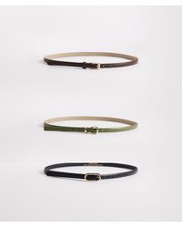 Pieces - Set Van 3 Riemen Met Gouden Gesp - Lyst