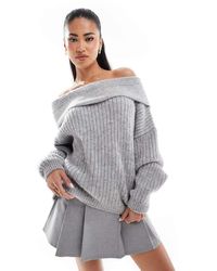 ASOS - Oversized Knitted Off Shoulder Jumper - Lyst