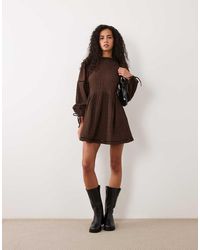 Wednesday's Girl - Gestructureerde Smock Mini Jurk - Lyst