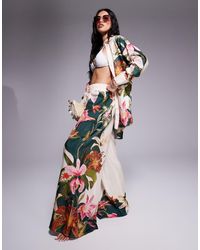 River Island - Botanical Print Wide Leg Trouser Co-Ord - Lyst