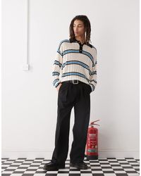 Collusion - Maglione Leggero A Maniche Lunghe Color Panna Stile Polo - Lyst