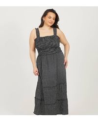 Brave Soul - Curve Check Strappy Shirred Maxi Dress - Lyst