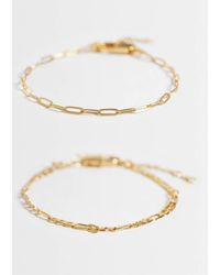 ASOS - 14k Plated Pack Of 2 Chain Bracelets - Lyst