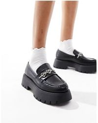 Daisy Street - Chunky Loafers With Heart Chain - Lyst