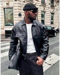 Bershka - Boxy Faux Leather Jacket - Lyst
