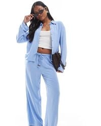 Only Petite - Linen Mix Pull On Wide Leg Trousers Co-ord With Beads Detail - Lyst