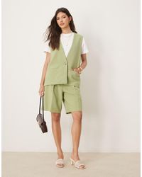 Vila - Gilet Sartoriale Taglio Lungo Salvia - Lyst