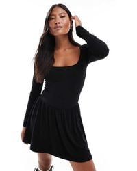 Miss Selfridge - Vestito Corto A Maniche Lunghe Con Vita Scesa - Lyst