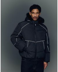 Bershka - Veste technique avec capuche en fausse fourrure - Lyst