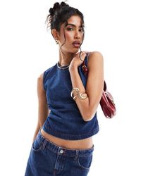 ASOS - Denim Bow Back Top - Lyst