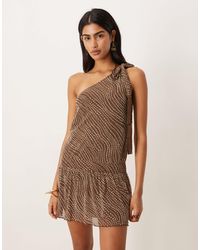 Motel Ayana Polka Dot Backless Sleeveless Mini Dress in Natural | Lyst