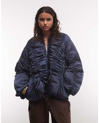 Muse Assembly - Quilted Drawcord Waist Puffer Satin Style Jacket - Lyst