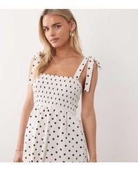 Miss Selfridge - Shoulder Ties Seersucker Romper - Lyst