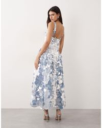 arrange embellished disc sequin square neck full skirt midi dress in lemon by ASOS ARRANGE.Embellished design Arrange Embellished Disc Sequin Square
