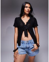 River Island - Gilet en crochet à manches courtes - Lyst