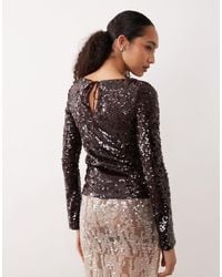 Mango - Sequin Long Sleeve Top - Lyst